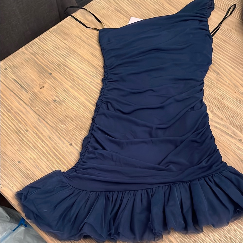 Hello Molly NWT Navy Blue Ruched Dress